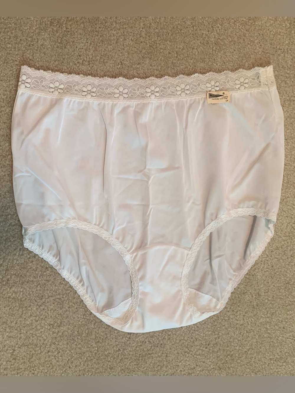 NWT Vintage 1970s “Shadowline” Nylon Panty Classic Brief White High Waist Sz 6